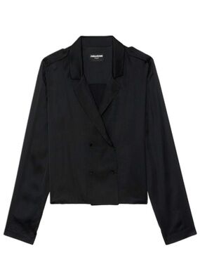 Zadig & Voltaire Black Double-Breasted Tussi Soft Jacket Blouse